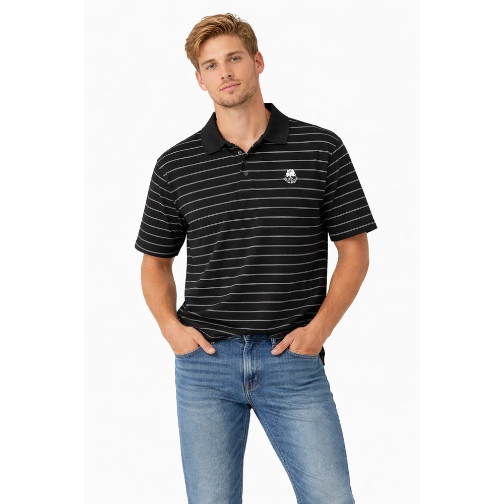 Polo Ralph Lauren Mens XL Black White Striped Golf Collar Shirt XL John's Island
